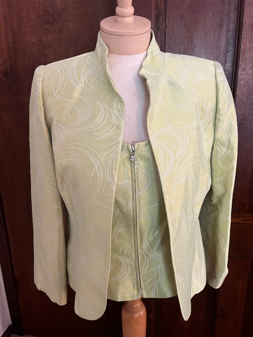 Flores & FLores Lime Jacquard Jacket & Corset Top Set Size 10